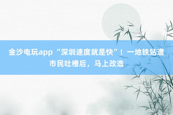 金沙電玩app “深圳速度就是快”！一地鐵站遭市民吐槽后，馬上改造