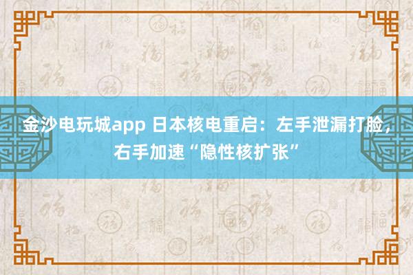 金沙電玩城app 日本核電重啟：左手泄漏打臉，右手加速“隱性核擴張”